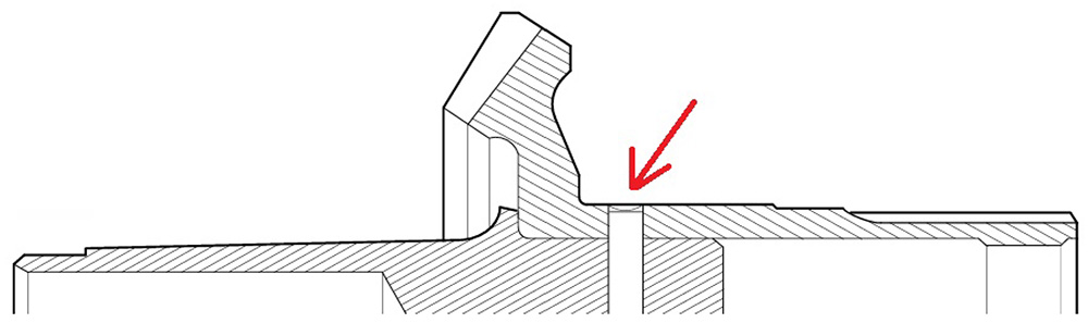 Figure 1 – Sectioned two-piece shaft with retention pin indicated