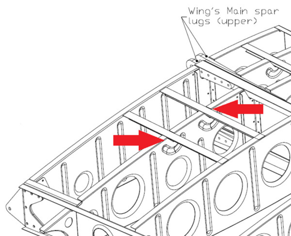 Figure 1 – Reported crack locations #2 wing rib upper.