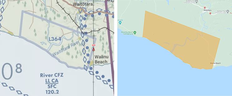 Low flying zone map example