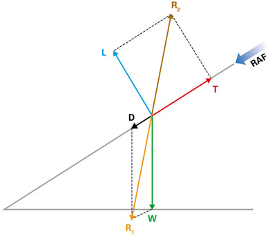 Figure 2 Lift and thrust in the climb