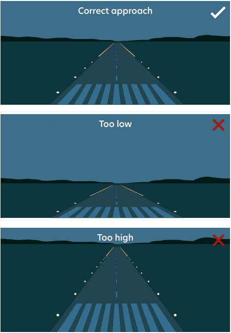 Figure 2 At night, use the runway edge lights to judge the approach perspective