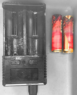 Burnt device and battery