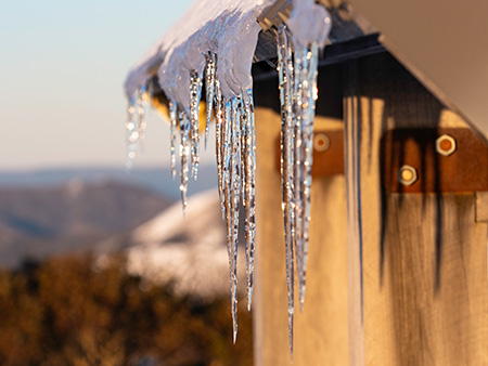 Icicles forming in winter