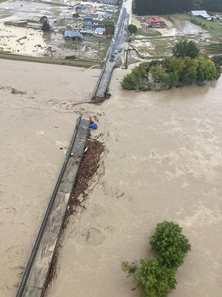 Waiohiki bridge destroyed by flood