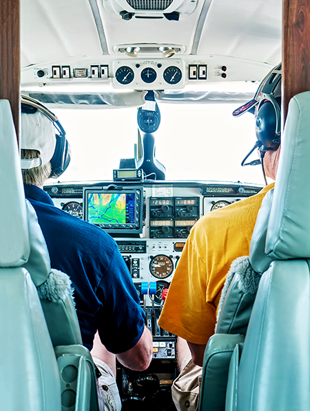 Two pilots in a cockpit