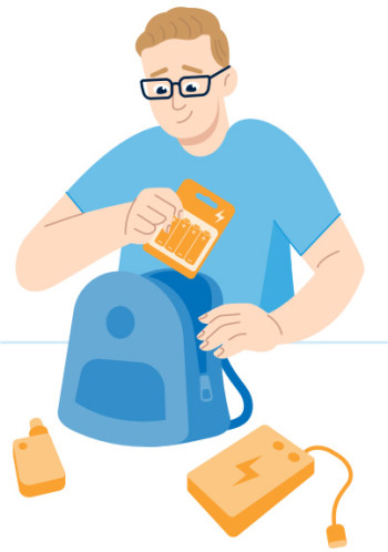 Graphic of man packing a bag