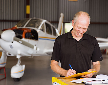 Engineer working on a component