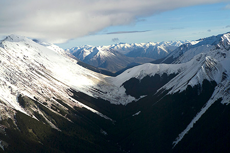 View from above mountain valley