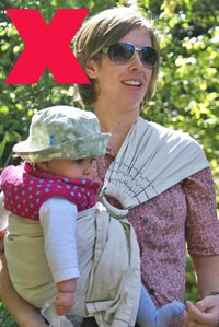 Mother and child with fabric sling
